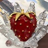 Earrings, enamel, strawberry, brooch lapel pin, wholesale, simple and elegant design