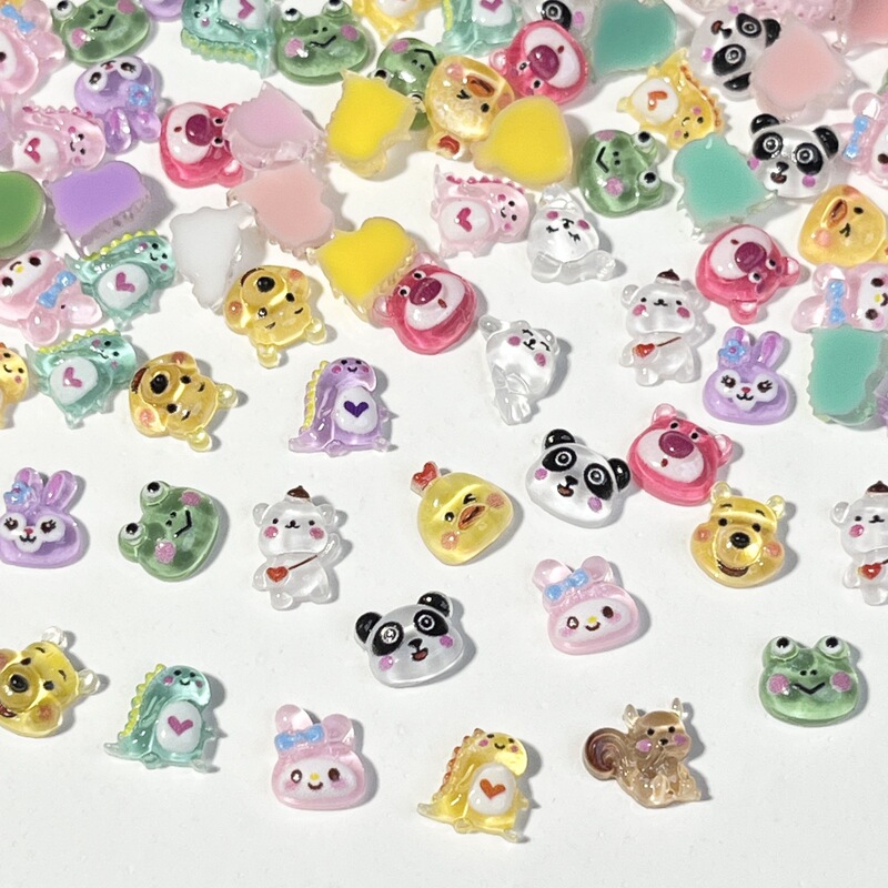 Mini Cartoon nail jewelry wholesale cute melody Pooh bear resin accessories diy nail stud earrings decoration