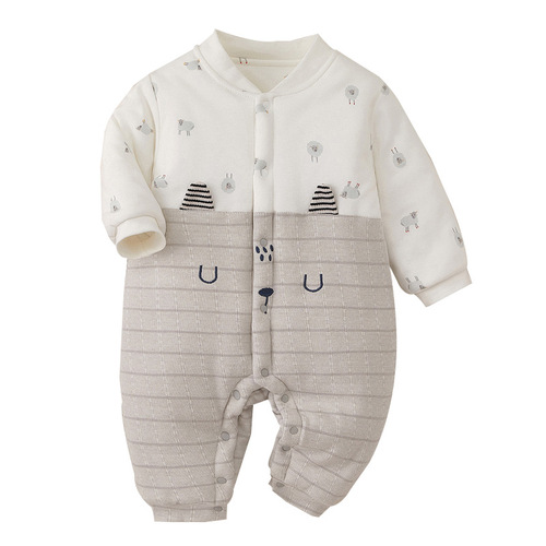 Baby jumpsuits for autumn and winter thickened quilted crawling clothes for men and women, baby clothes, baby clothes, baby clothes, newborn clothes