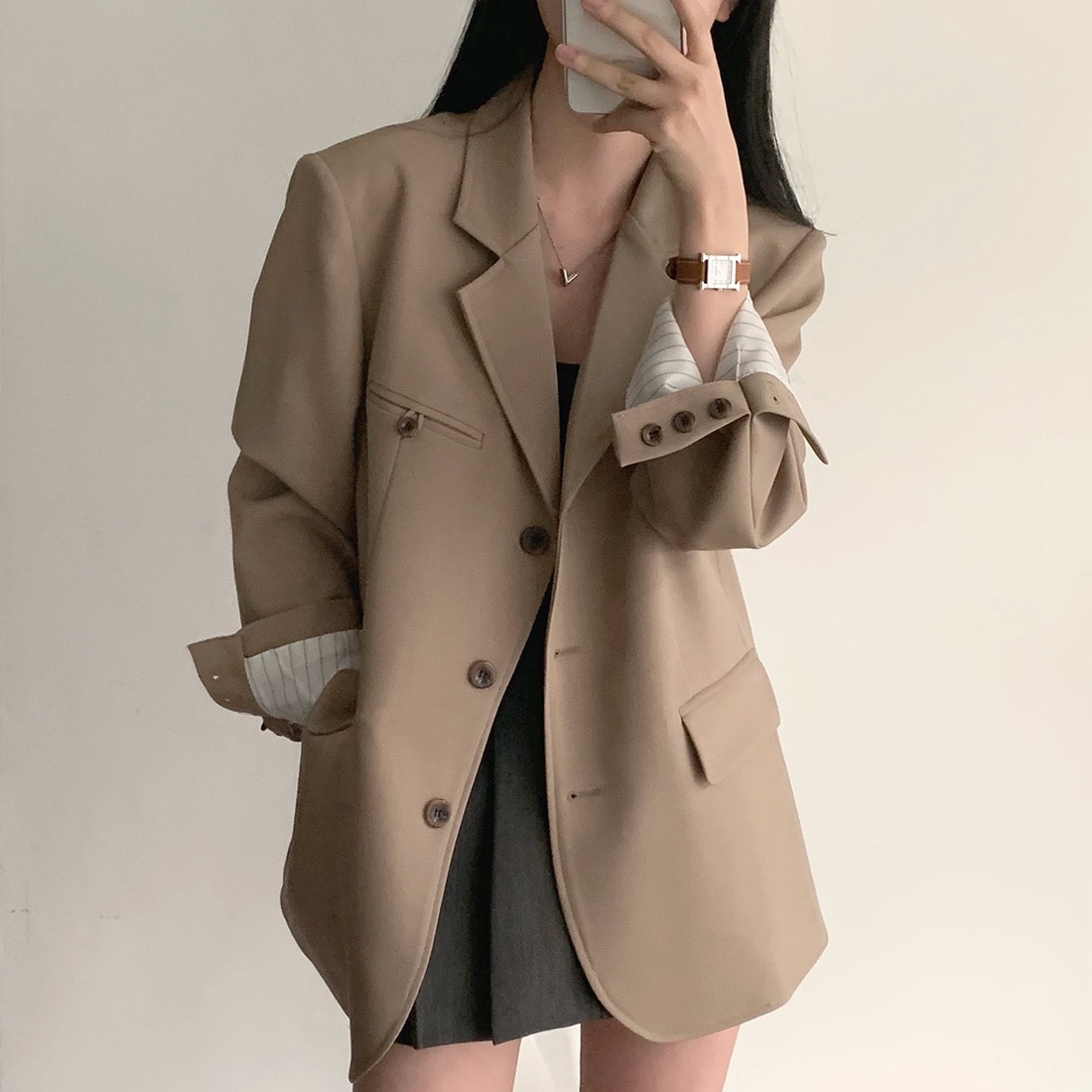 Damen Vintage Blazer Locker Geschnitten Für Frühling Und Alltag_voghion.com