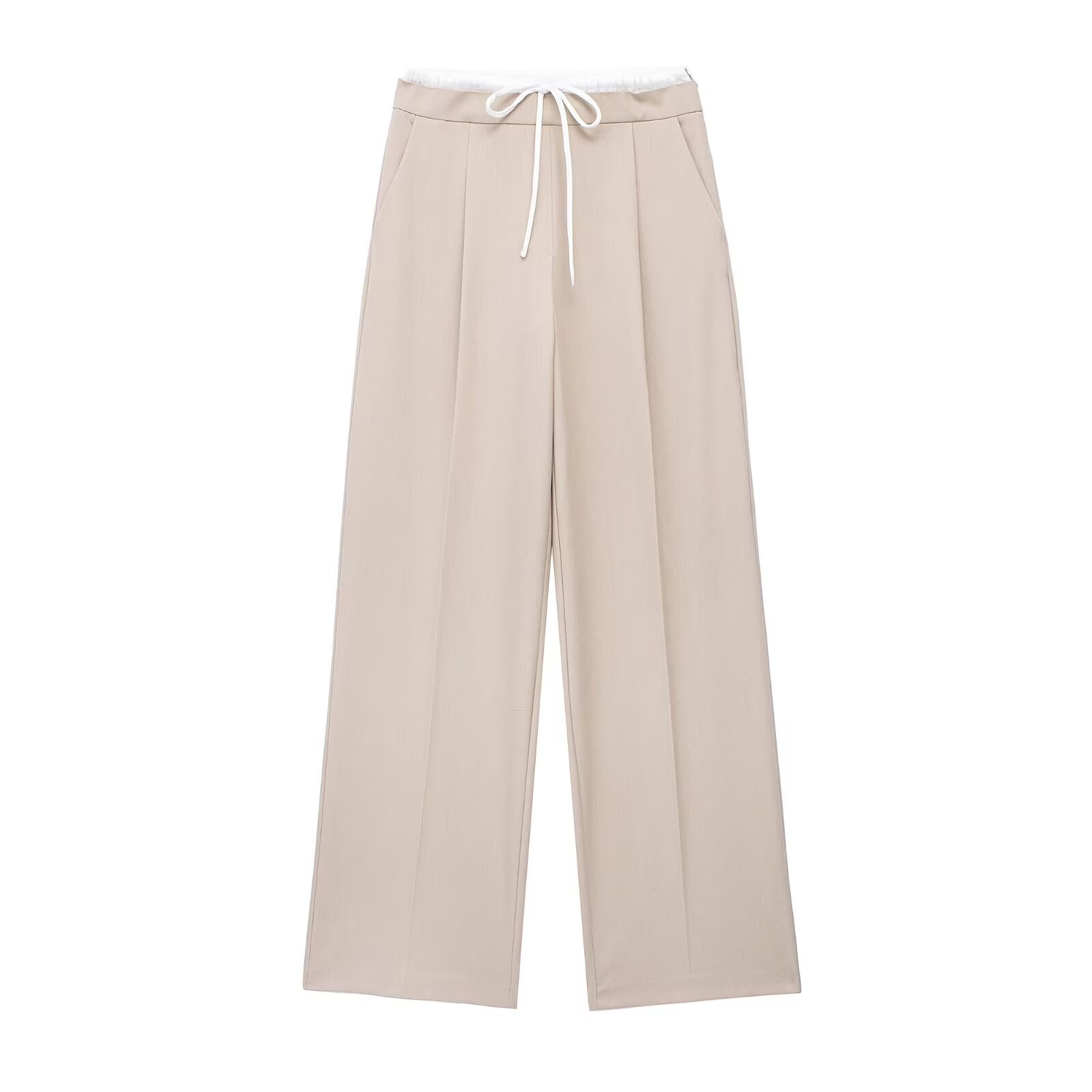 Abbigliamento donna autunno e inverno 2024 nuovi pantaloni larghi a doppio strato con vita larga e gamba larga_voghion.com