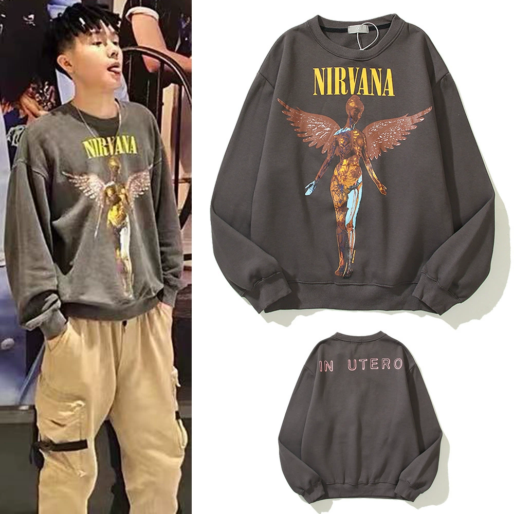 Свитшоты NIRVANA Angel Rock Band в стиле ретро для мужчин и женщин, свободные толстовки в американском стиле для пар