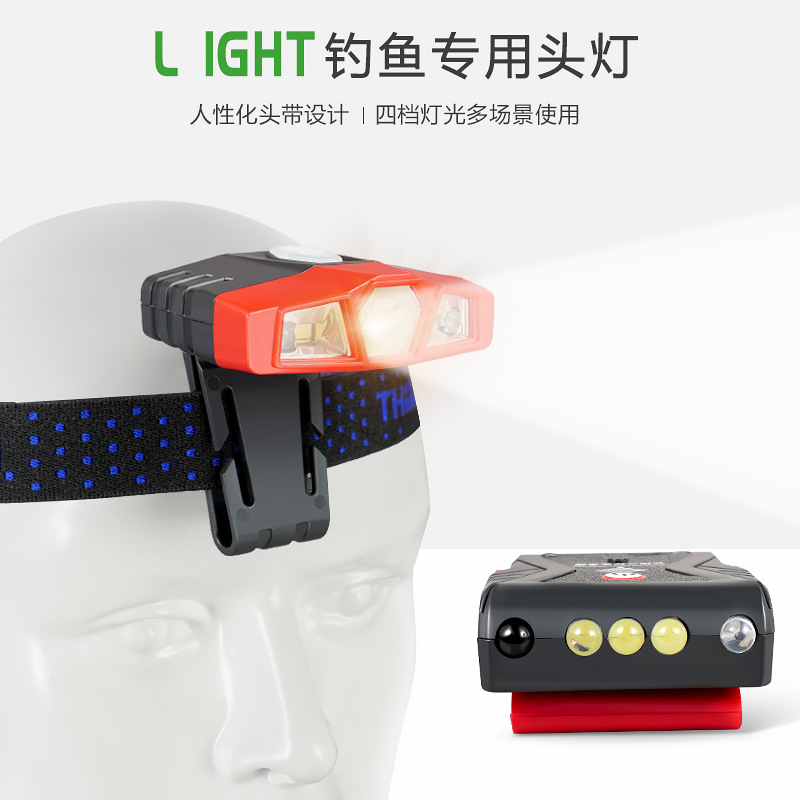 Transfronterizo al aire libre sombrero clip Luz Portátil multifuncional luz de emergencia USB recargable LED iluminación noche pesca montar faro