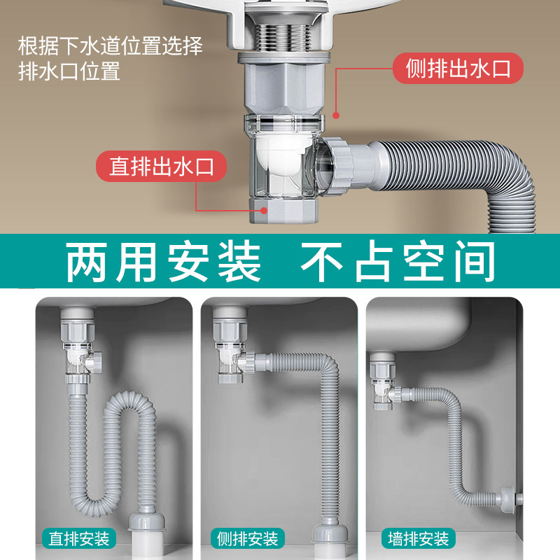 洗面器洗面器下水管詰まり防止排水管防臭漏れ防止プラグ洗面器排水アクセサリー省スペース|undefined
