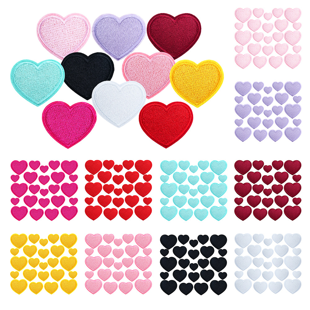 电脑绣花黑色粉色红色白色爱心刺绣布贴羽绒服裤子装饰DIY补丁贴