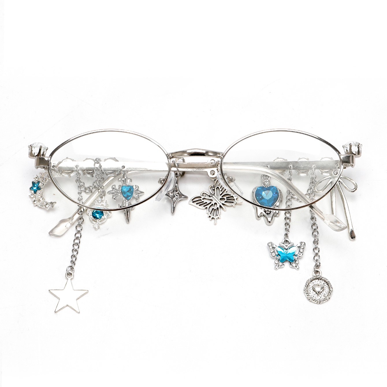 2025 nueva personalidad dulce y cool marco de gafas chica picante pequeña flor de cerezo con estrellas diamantes marco elíptico conjunto de tarjetas japonés