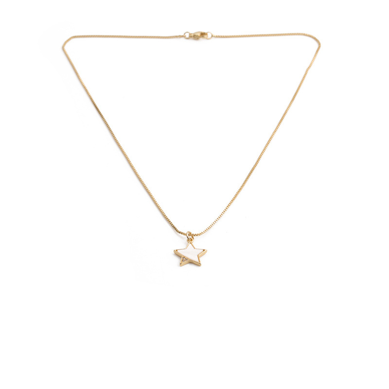 fashion simple moon star pendant gold micro-inlaid zircon necklace