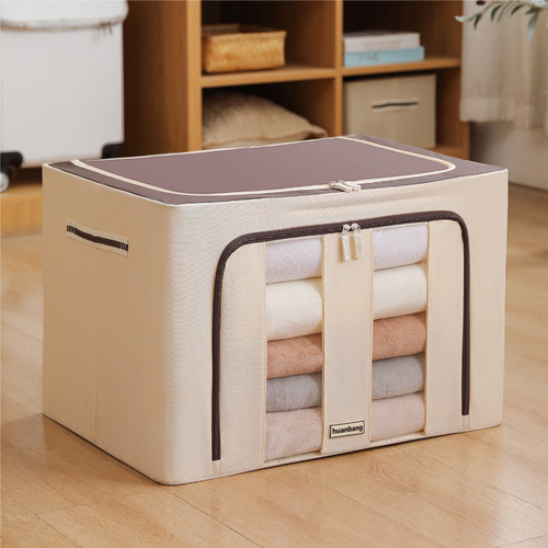 Thick steel frame double window Oxford cloth storage box steel frame clothing folding storage box home good things wardrobe organization