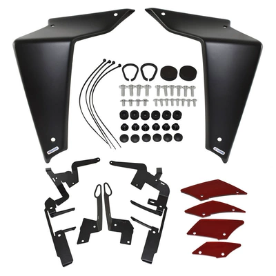 Motorcycle frame 21-23 modified water tank side - dumb-black-red-deflector