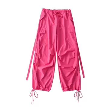 Women's Autumn High Waist Drawstring Lace Up Overalls Hooded Hip-hop Pants - ShopShipShake