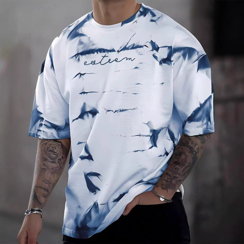 Summer Men's Short Sleeve T-Shirt 3D Print Wholesale Trendy Crew Neck Short Sleeve Fitness Sports Base Layer Shirt Breathable