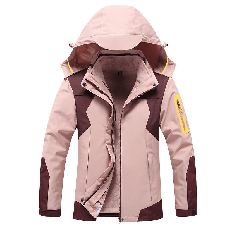Chaqueta al aire libre tres en uno para mujer desmontable otoño e invierno con forro polar cálido traje de Montañismo a prueba de viento abrigo transpirable para hombres