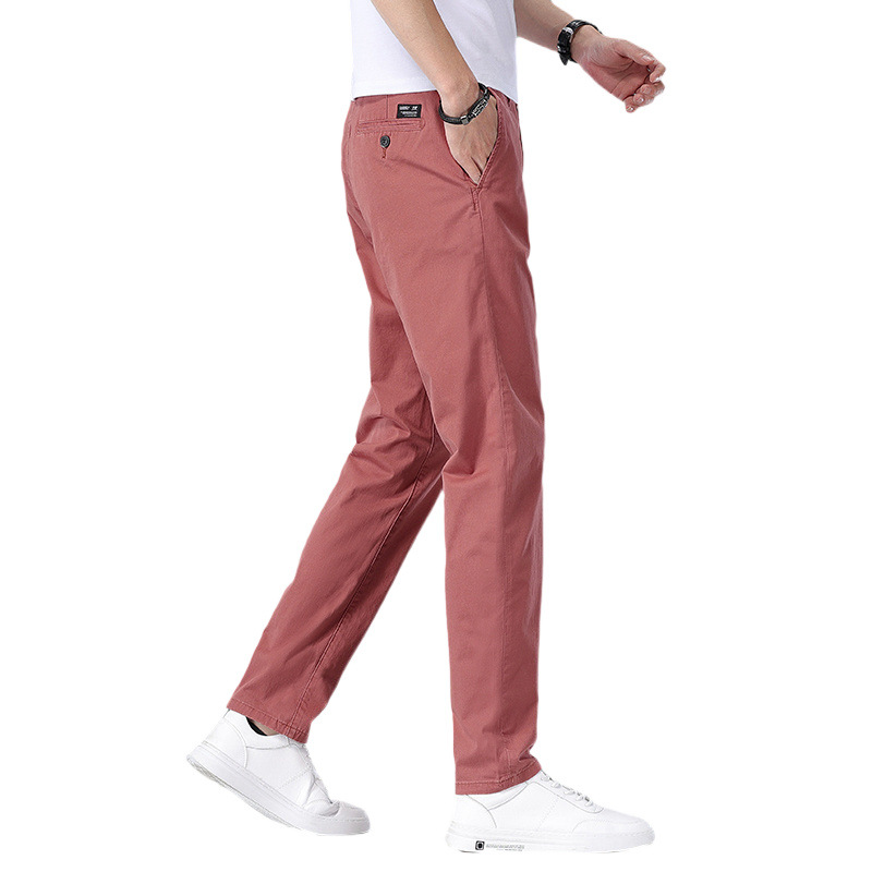High-End Cotton Red Pants Men's Summer Thin 2025 New Business Men's Pants Straight Loose Men's Casual Pants