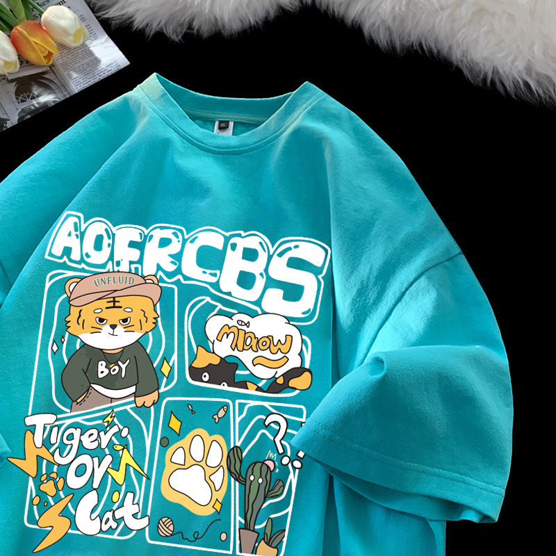 2022 nueva marca de moda NY1 manga corta hombres moda suelta guapo todo partido camiseta verano americano hiphop personalidad superior