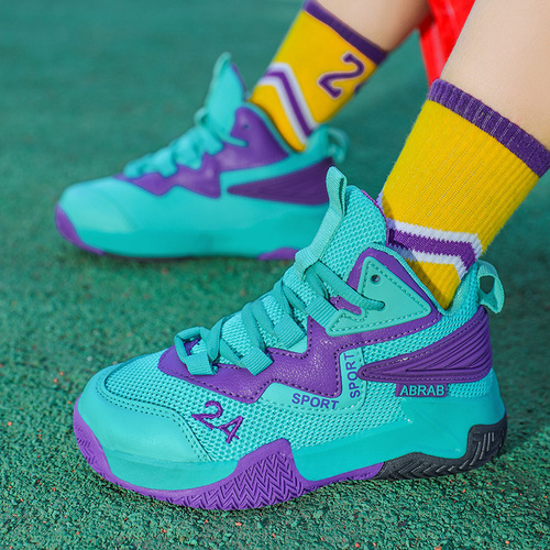 Children's basketball shoes, student sports shoes, youth children's shoes, mesh breathable non-slip running shoes, boys' soft soles