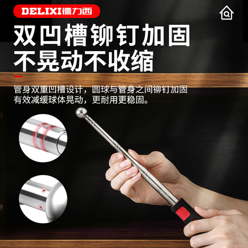 Delixi stainless steel hollow drum hammer professional decoration home inspection tool thickened and solid inspection tile wall rod