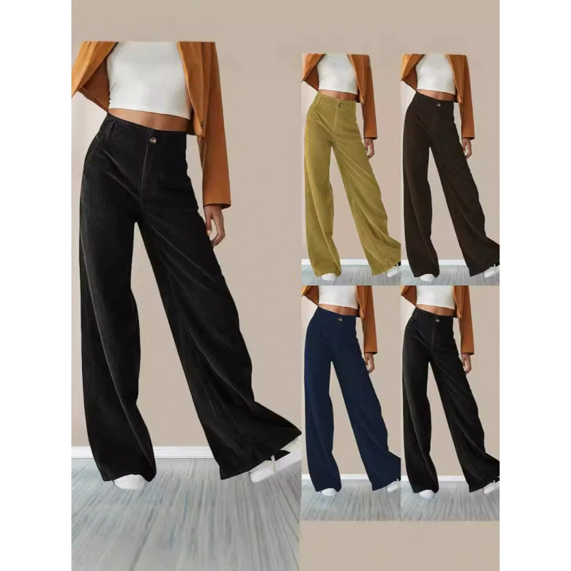 Amazon TEMU Европейский и американский стиль 2025 осень-зима новые высокие утягивающие повседневные прямые женские брюки