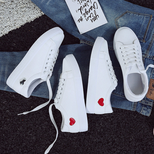 2024 spring new style flat Korean-soled white shoes for women casual low-top student street lace-up sports white sneakers