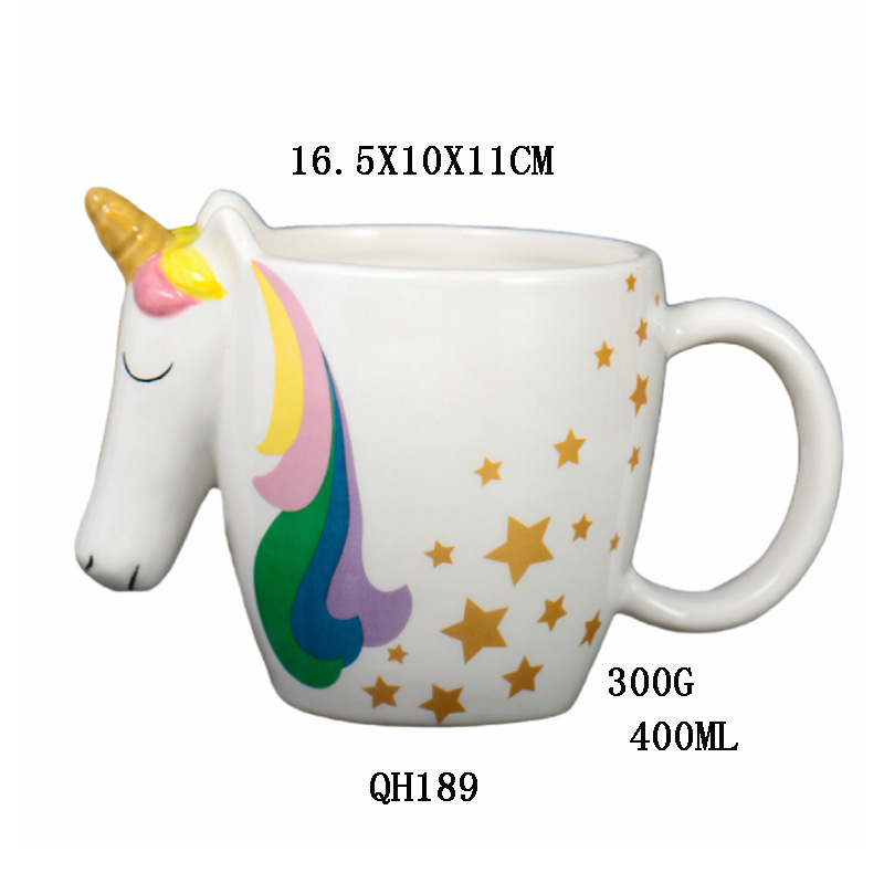 Inventario creativo de cerámica lindo unicornio taza de animales taza de leche taza de oficina de cerámica artesanía