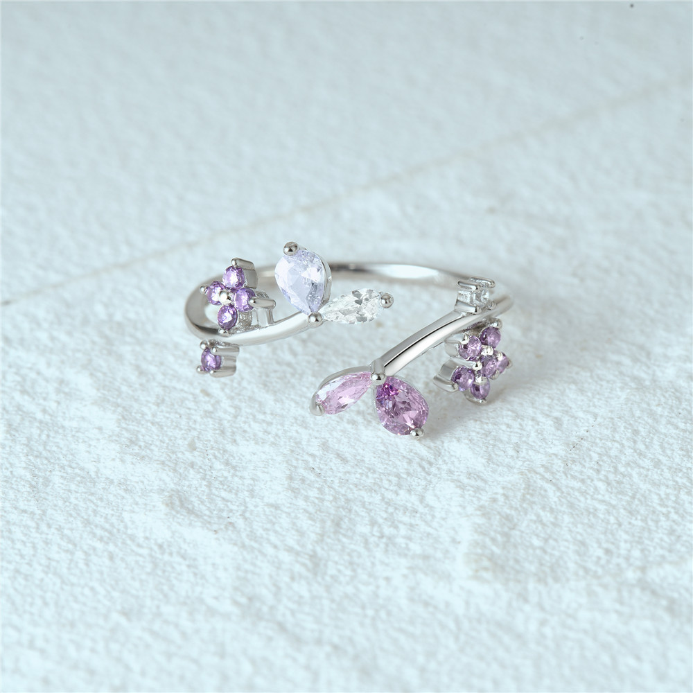 4g Weight Zircon Inlay Material Open Rings Classification Adjustable Ring Size 1 Piece Quantity Daily Occasion 925 Sterling Silver Material Heart Shape, Flower, Bow Knot Pattern Women's Gender Plating, Flowers Design Sweet, Shiny Style 925 Sterling Silver Zircon Heart Shape Flower Bow Knot Open Rings 30