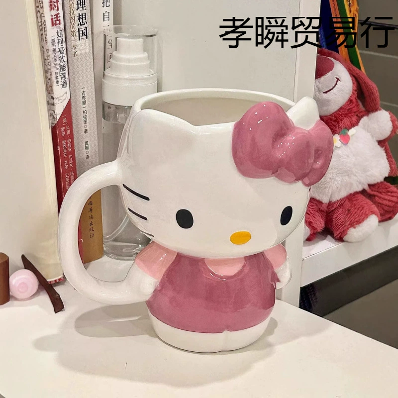 Керамическая кружка HelloKitty, кружка Кэти, креативная кружка с принтом, мультяшная милая кружка, большая вместимость