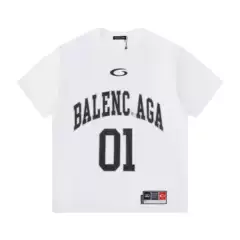 Balenciaga 2025 Spring/Summer New 01 Soccer Jersey Embroidered Graphic Crewneck Short Sleeve T-Shirt Unisex Drop Shipping