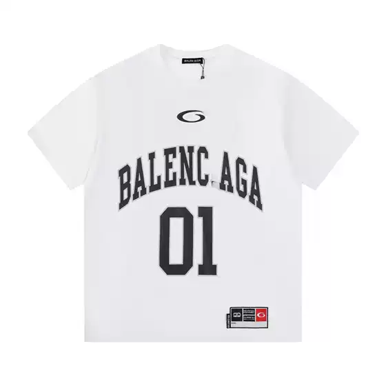 Balenciaga 2025 Spring/Summer New 01 Soccer Jersey Embroidered Graphic Crewneck Short Sleeve T-Shirt Unisex Drop Shipping