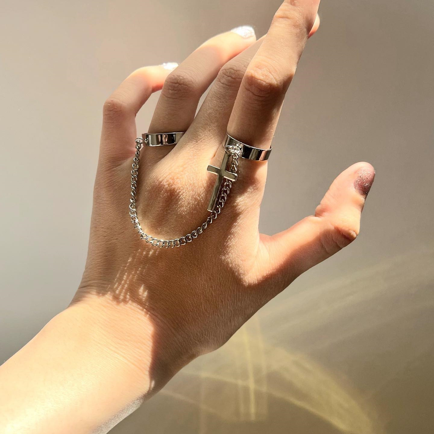 (Cross-border trading), retro long fashionable ring, geometric pendant, jewelry, European style, punk style