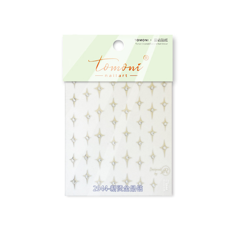 Tomoni cristal diamante uñas pegatinas popular japonés retro uñas pegatinas fábrica al por mayor de Plata cuatro Awn estrella 2944