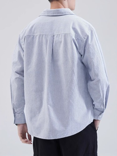 Japanese-style city boy striped shirt for men, suitable for spring and autumn, high-end casual blazer-style jacket and top