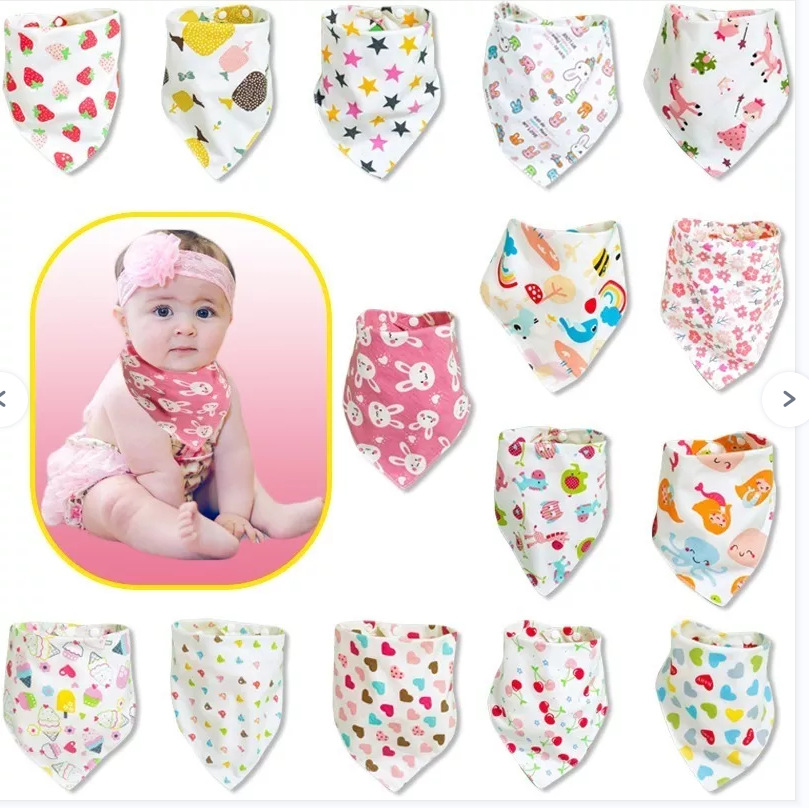 Baby's Children's Triangle Scarf Baby's Slip Scarf Double-Layer Snap Buckle Spring and Summer Bib Scarf