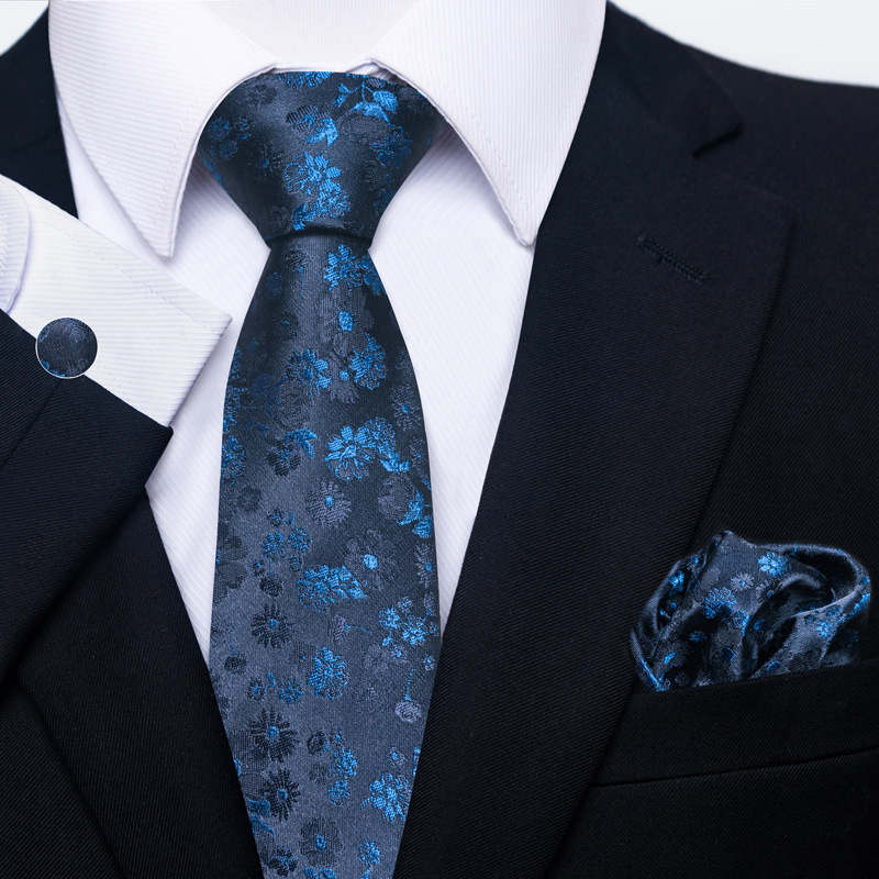 Paisley Men's Necktie Pocket Square And Cufflinks Gift Set_voghion.com