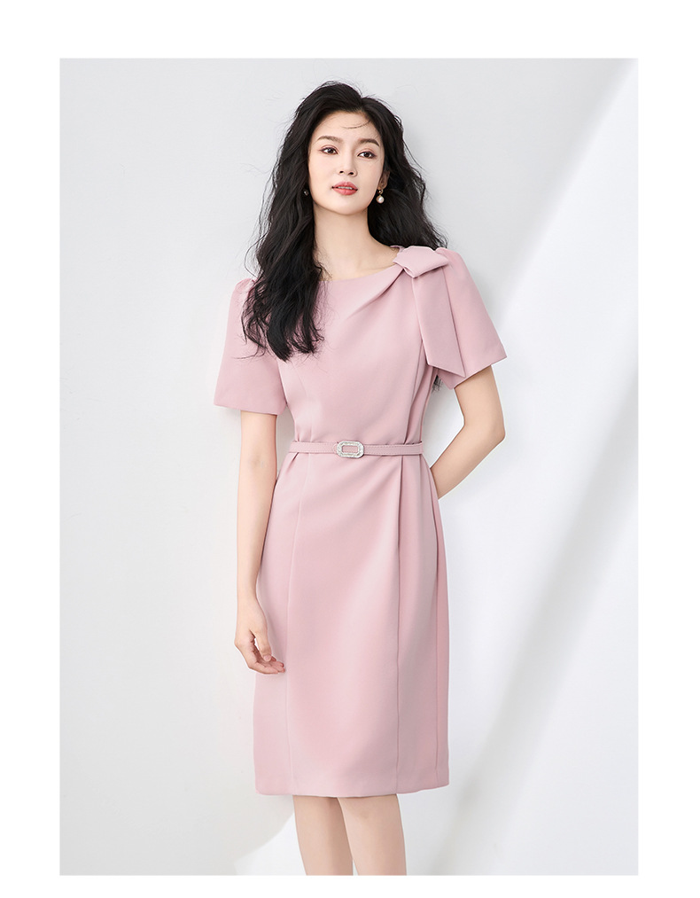 Váy liền dáng ôm body nữ phong cách sang trọng trang trí nơ — Màu đen chi tiết 7