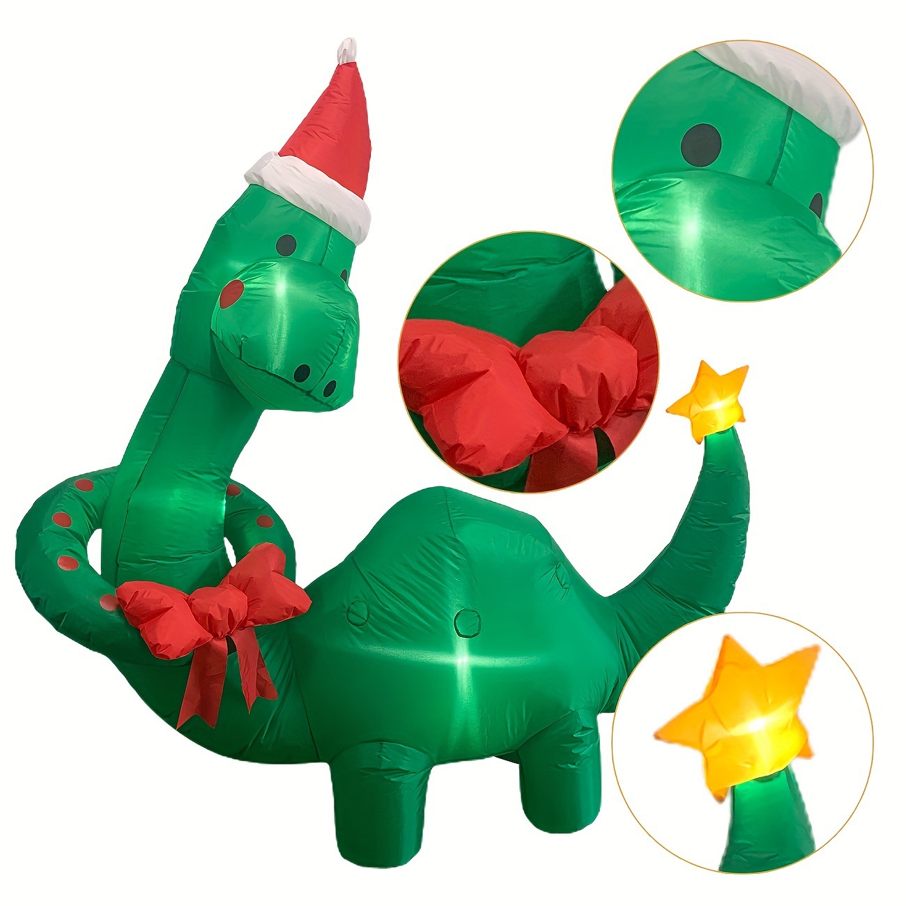 Amazon popular de Navidad inflable centro comercial grandes adornos decorativos vestido de Navidad sombrero de Navidad dinosaurio adornos inflables