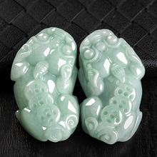 【新品特卖】玉石缅甸翡翠A货招财貔貅玉吊坠挂件项链男女款一只