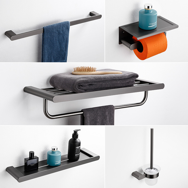 German Gun Gray Stainless Steel Towel and Bath Towel Rack, Black Bathroom Hardware Accessories German Gun Gray Stainless Steel Towel and Bath Towel Rack, Black Bathroom Hardware Accessories