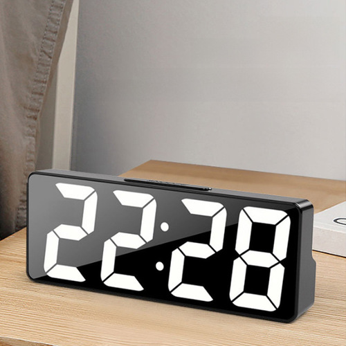 Cross-border minimalist LED alarm clock electronic clock student plug-in dual-use small alarm clock digital clock sound control temperature clock