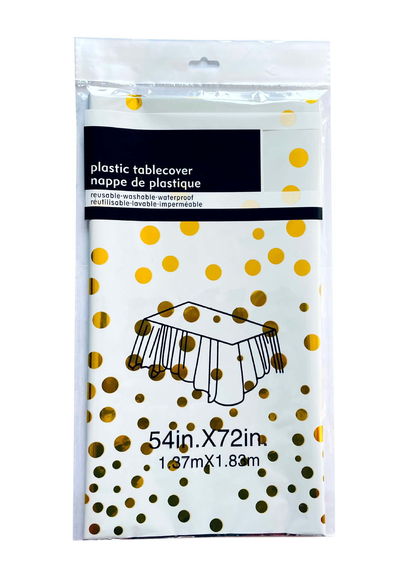 白底金色圆点桌布