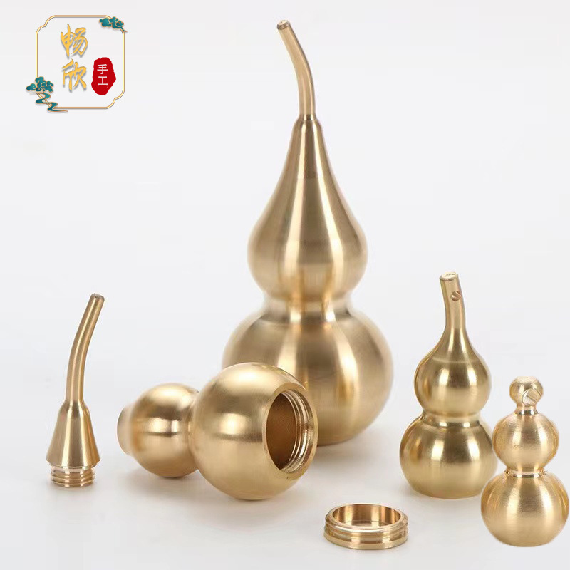 Brass Gourd Up and Down Opening Pure Copper Hollow Gourd Wire Drawing Polishing Crafts Night Market Running Jianghu Explosive Pendant