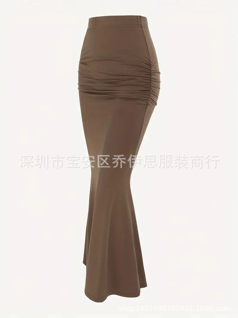 309g Weight Maxi Long Dress Dress Length Type Hip Skirt Dresses Type Polyester Fabric Type Mid Waist Waist Line Stretchy Elasticity Holiday, Daily, Date Occasion Skinny Fit Type Solid Color Pattern Summer Season Women's Gender Pleated Design Streetwear Style Summer Streetwear Solid Color Polyester Maxi Long Dress Skirts 13