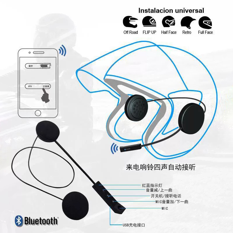 [En Existencia] Casco de Motocicleta VGV, Casco Integral con Auriculares Bluetooth Integrados, Casco de Seguridad para Motocicleta, Casco Abierto para Conducir