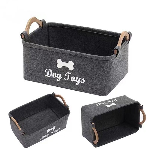 Amazon Felt Storage Basket Handheld Simple Miscellaneous Storage Basket Korean/Japanese Style Dirty Clothes Basket Desk Organization Frame Customizable