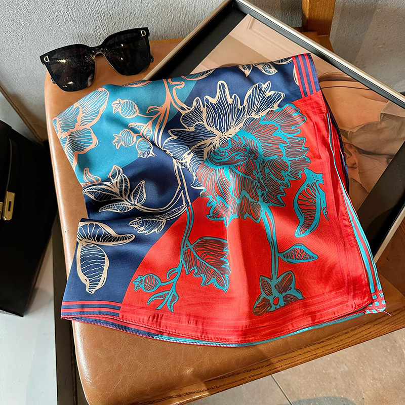 Bufandas de seda para mujeres 2025 primavera y otoño moda versátil temperamento minimalista 65cm bufandas de seda simuladas bufandas delgadas bufandas