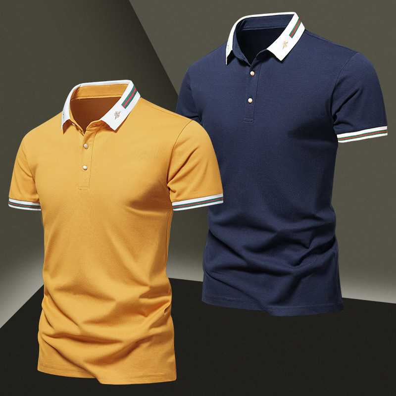 Short-Sleeved Lapel Polo Shirt for Men, New Summer Style, British Slim Fit, Youth Business Casual, Versatile, Stylish and Trendy Summer Wear Short-Sleeved Lapel Polo Shirt for Men, New Summer Style, British Slim Fit, Youth Business Casual, Versatile, Stylish and Trendy Summer Wear