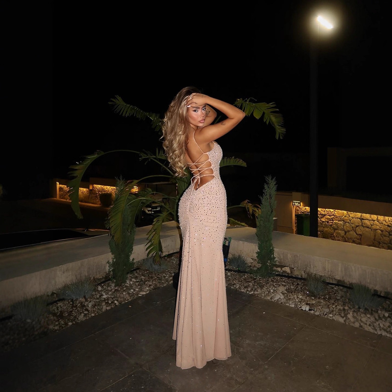 Gorgeous Heavy Industry Export Independent Station Psychedelic Starburst Rhinestone Dress Two-Piece High-End Party Dress Gorgeous Heavy Industry Export Independent Station Psychedelic Starburst Rhinestone Dress Two-Piece High-End Party Dress