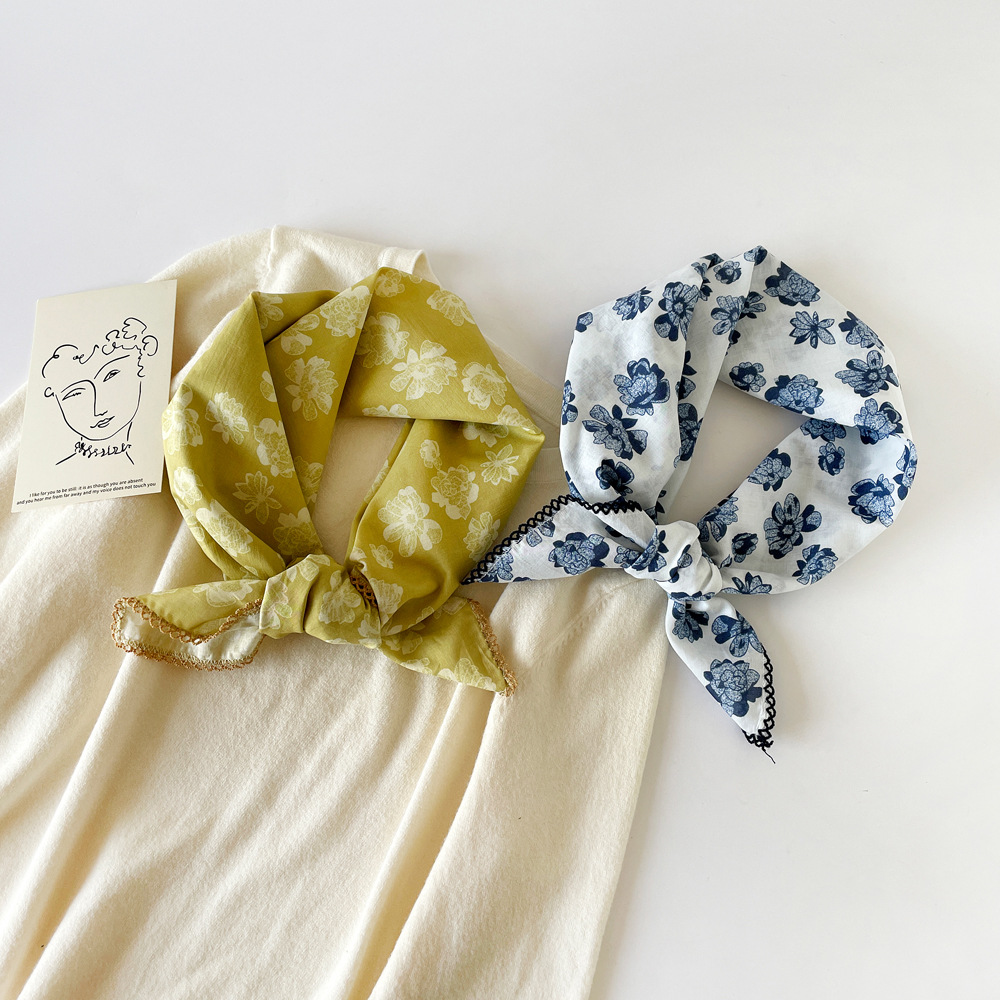 Leopard Print Cotton Square Neck Scarf For Women Lightweight_voghion.com