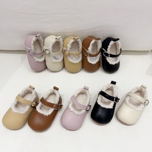 Directly Supplied from the Manufacturer, Cross-Border Korean Version of Infant and Toddler Soft-Soled Fleece-Lined Toddler Shoes, Baby Indoor Non-Slip Cotton Shoes, Non-Slip and Warm