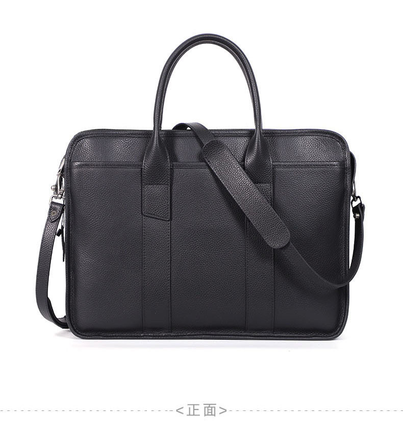 Túi xách nam da bò thật cỡ lớn dạng cặp công sở đựng vừa laptop 14 inch — Hai màu nâu, Màu đen chi tiết 14
