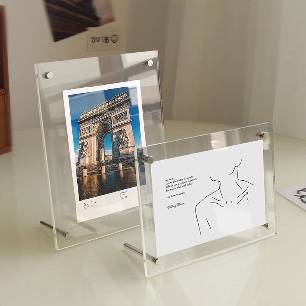 亚克力加工水晶相框照片相框架海报展示框简约摆件双面画框摆台
