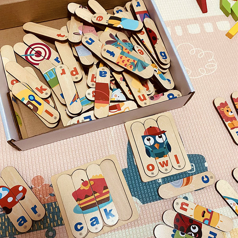 Cross-Border Kidsren's Word Spelling Game Cpc Kindergarten English Letter Matching Ce Educational Early Education Toys for 3-6 Years Old